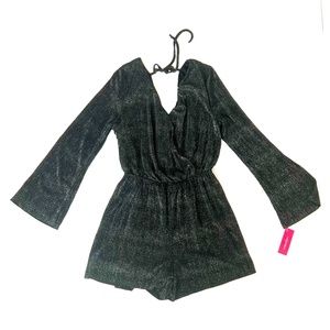 Xhilaration Metallic Romper Bell Sleeves